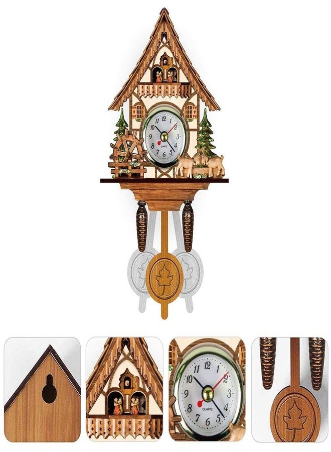 Gazaar Cuckoo Clock Antique Wooden Cuckoo Birdhouse Wall Clock Home Decor Hanging Cuckoo Clock Auto Swing Pendulum Home Decor, Antique Wooden Pendulum Quartz Wall Clock (CM005) - Image 2